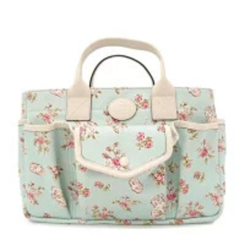 Gucci Floral Print Tote Bag mint green canvas